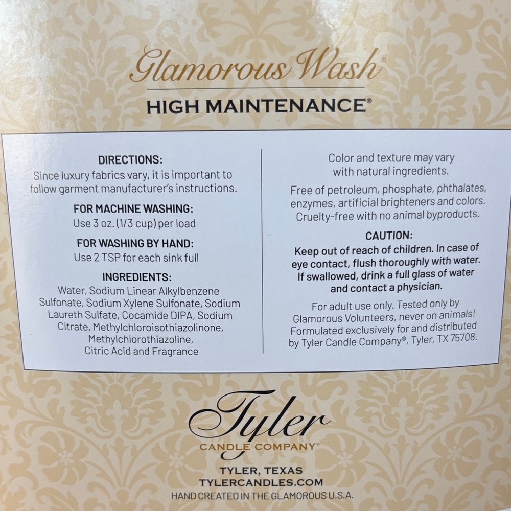 Tyler Candle Company Glamorous Wash Fine Laundry Detergent - Cream - Picture 3 of 5